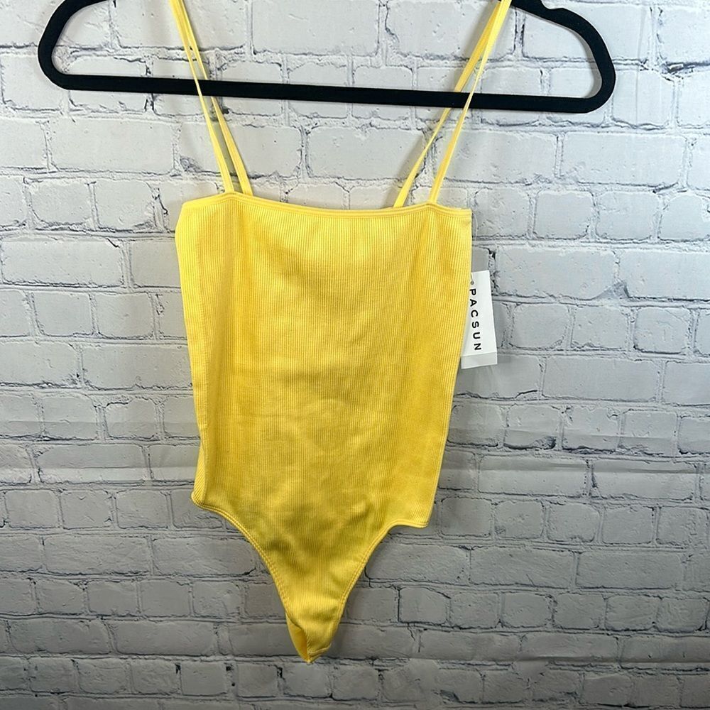 🌟 PacSun Basics Yellow Ribbed Bodysuit - New with Tag Size XS